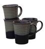 Stripe 350ml Grey & Black Stoneware (Set of 4) Coffee Mug