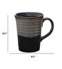 Stripe 350ml Grey & Black Stoneware (Set of 4) Coffee Mug
