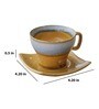 Studio Glazed 170ml Brown & Blue Ceramic (Set of 12) Tea Cup & Saucer Set