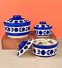 Studio Pottery Handpainted Ceramic Serving Donga With Lid Casserole Set Set of 3