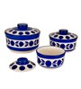 Studio Pottery Handpainted Ceramic Serving Donga With Lid Casserole Set Set of 3