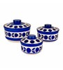 Studio Pottery Handpainted Ceramic Serving Donga With Lid Casserole Set Set of 3