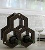 Studio Premium Faux Leather 3-Bottle Wine Rack Modern Hexagon Design Tabletop Wine Holder