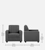 Stuttgart Fabric 1 Seater Sofa in Charcoal Grey Colour