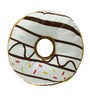White Striped Velvet 16 x 16 Inch Donut Shaped Cushion