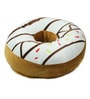 White Striped Velvet 16 x 16 Inch Donut Shaped Cushion