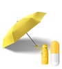 Yellow Mini UV Coated Travel Capsule 4 Fold Nylon Umbrella