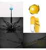 Yellow Mini UV Coated Travel Capsule 4 Fold Nylon Umbrella