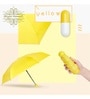 Yellow Mini UV Coated Travel Capsule 4 Fold Nylon Umbrella