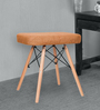 Style Stool with Upholstered Seat in Tawny Colour