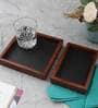 StyleWood Black & Brown Sheesham Wood (Set of 2) Tray Set