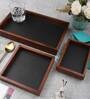 StyleWood Black & Brown Sheesham Wood (Set of 3) Tray Set