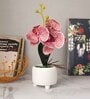Stylish Pink Polyester Artificial Flower With Pot