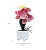 Stylish Pink Polyester Artificial Flower With Pot