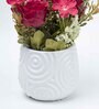 Stylish Red Polyester Artificial Flower With Pot