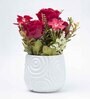 Stylish Red Polyester Artificial Flower With Pot