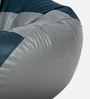 Stylish XXXL Leatherette Bean Bag with Beans in Blue & Grey Colour with Pouffe