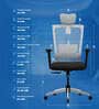 Stylux Breathable Mesh Ergonomic Chair in Black & Grey Colour with Headrest