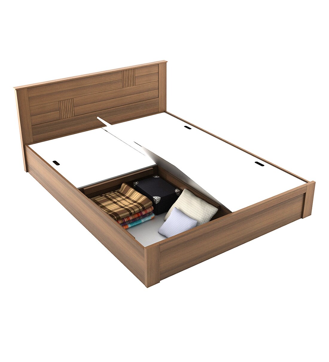 Buy Subaru King Size Bed With Box Storage & Bedside Table In Walnut
