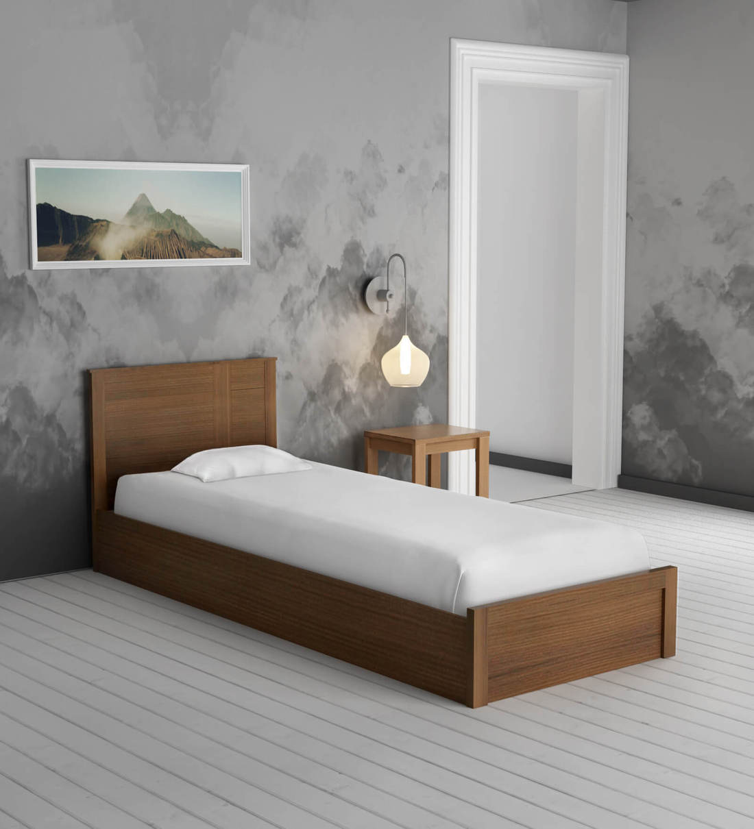 Buy Subaru Single Bed With Storage In Bronze Walnut Finish at
