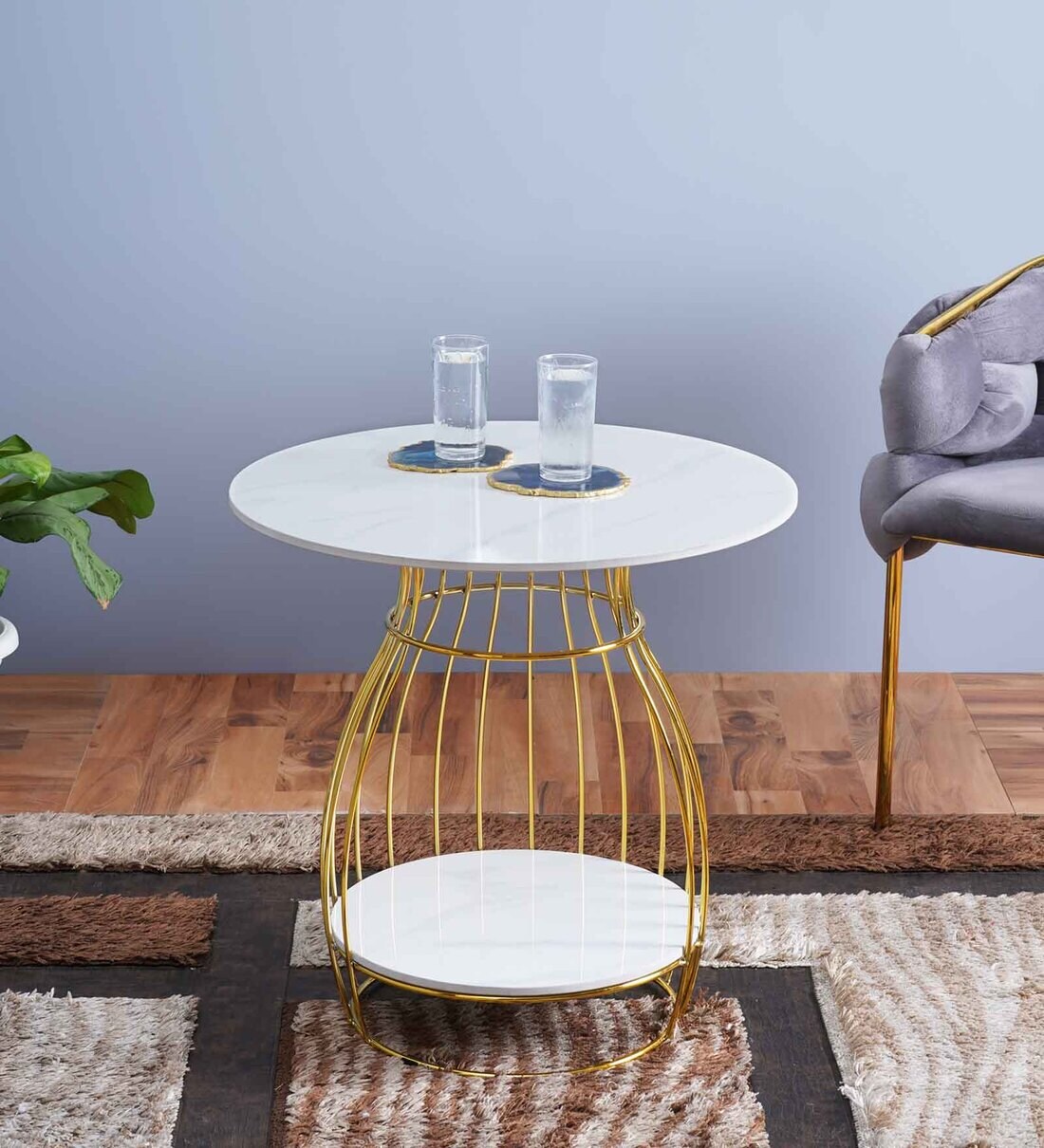 Buy Suhaavi Miko Cofee Table In Gold And White Colour at 35% OFF by ...