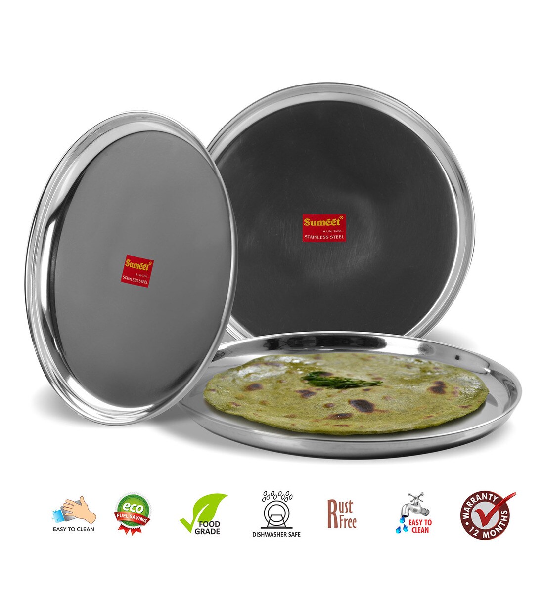 Buy Metallics Heavy Gauge Metal Dinner Plates 3 pieces by Sumeet