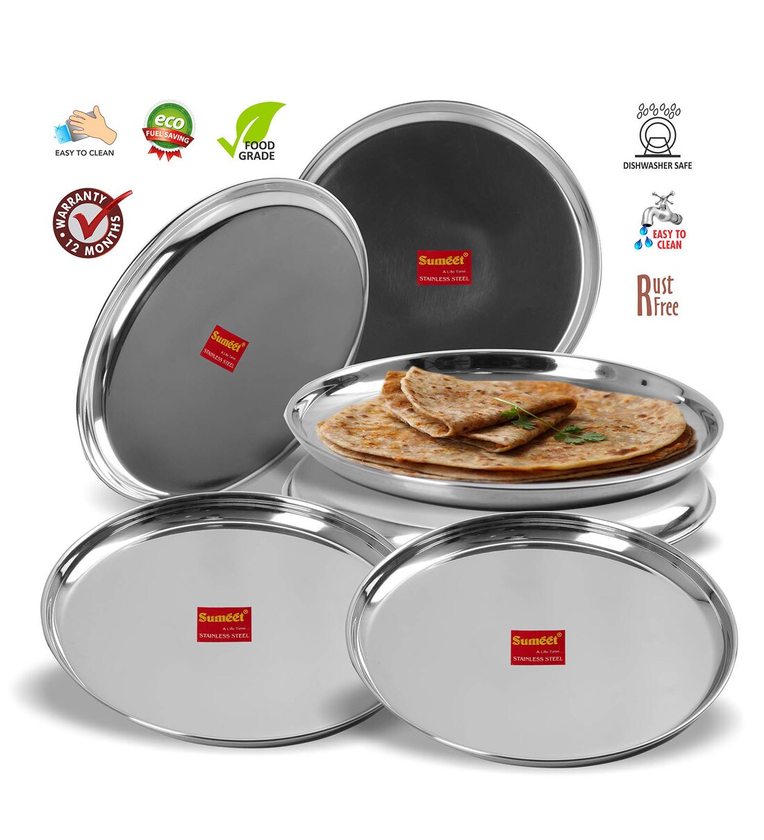 Buy Metallics Heavy Gauge Metal Dinner Plates 6 pieces by Sumeet