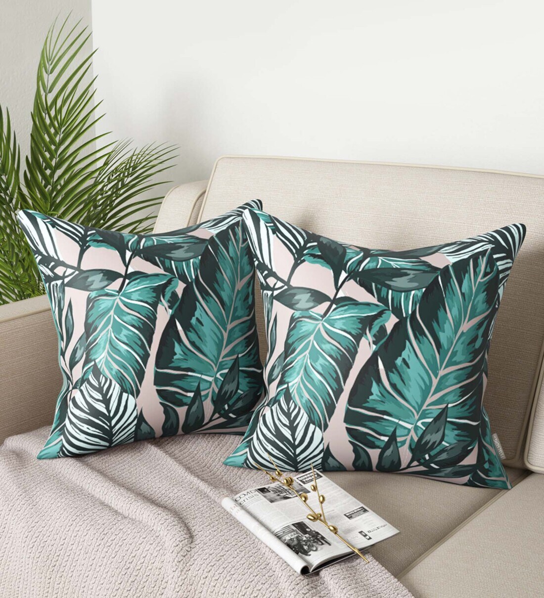 Buy White Traditional Cotton 16 x 16 Inches Cushion Covers (Set of 2