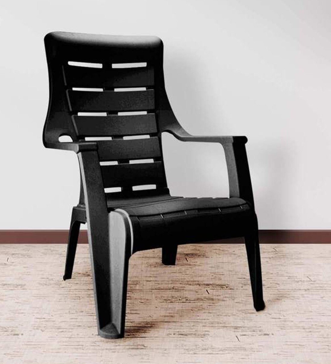 Buy Sunday Plastic Chair in Black Colour By Nilkamal Online Armed