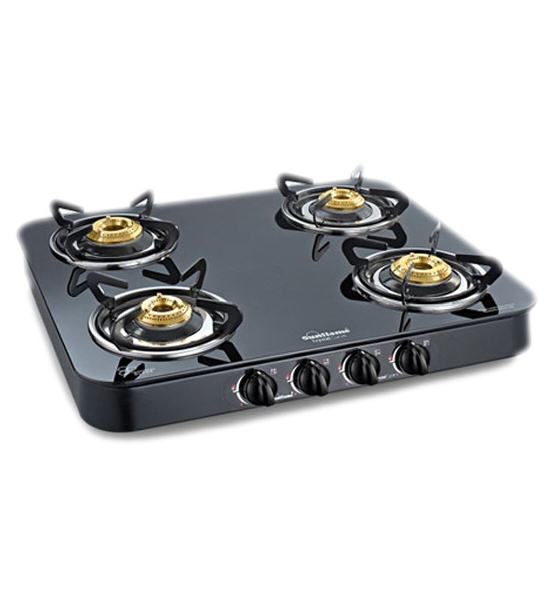 Buy Sunflame Crystal Curve 4B BK Toughened Manual Glass Cooktop Online