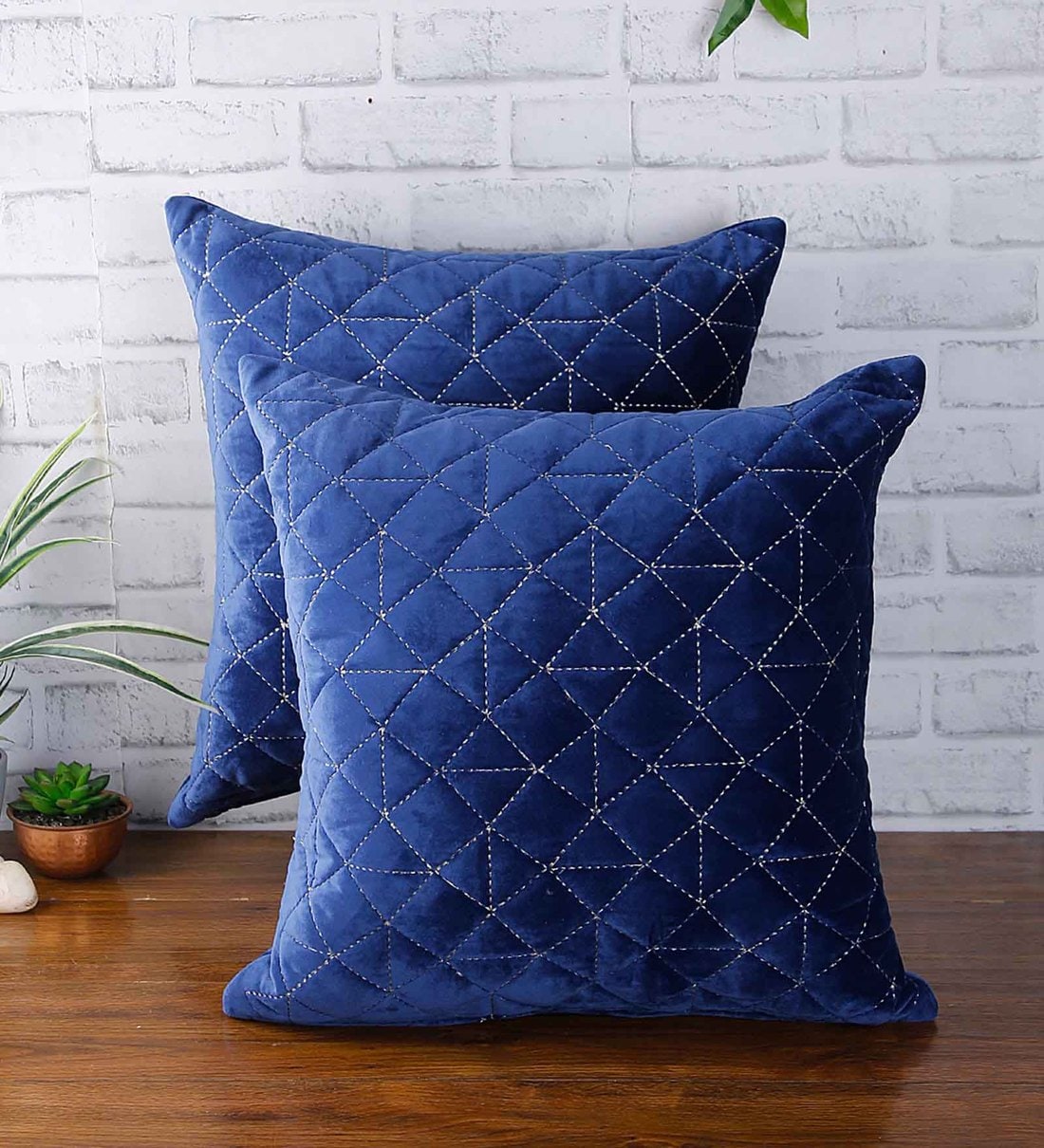 Buy Super Soft Velvet 18 x 18 Inch Cushion Covers (Set of 2) by Eyda