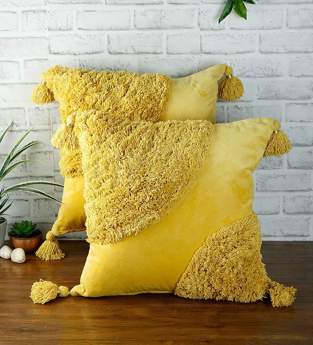 Buy Super Soft Velvet 18 x 18 Inch Cushion Covers (Set of 2) by Eyda Online Woven Cushion