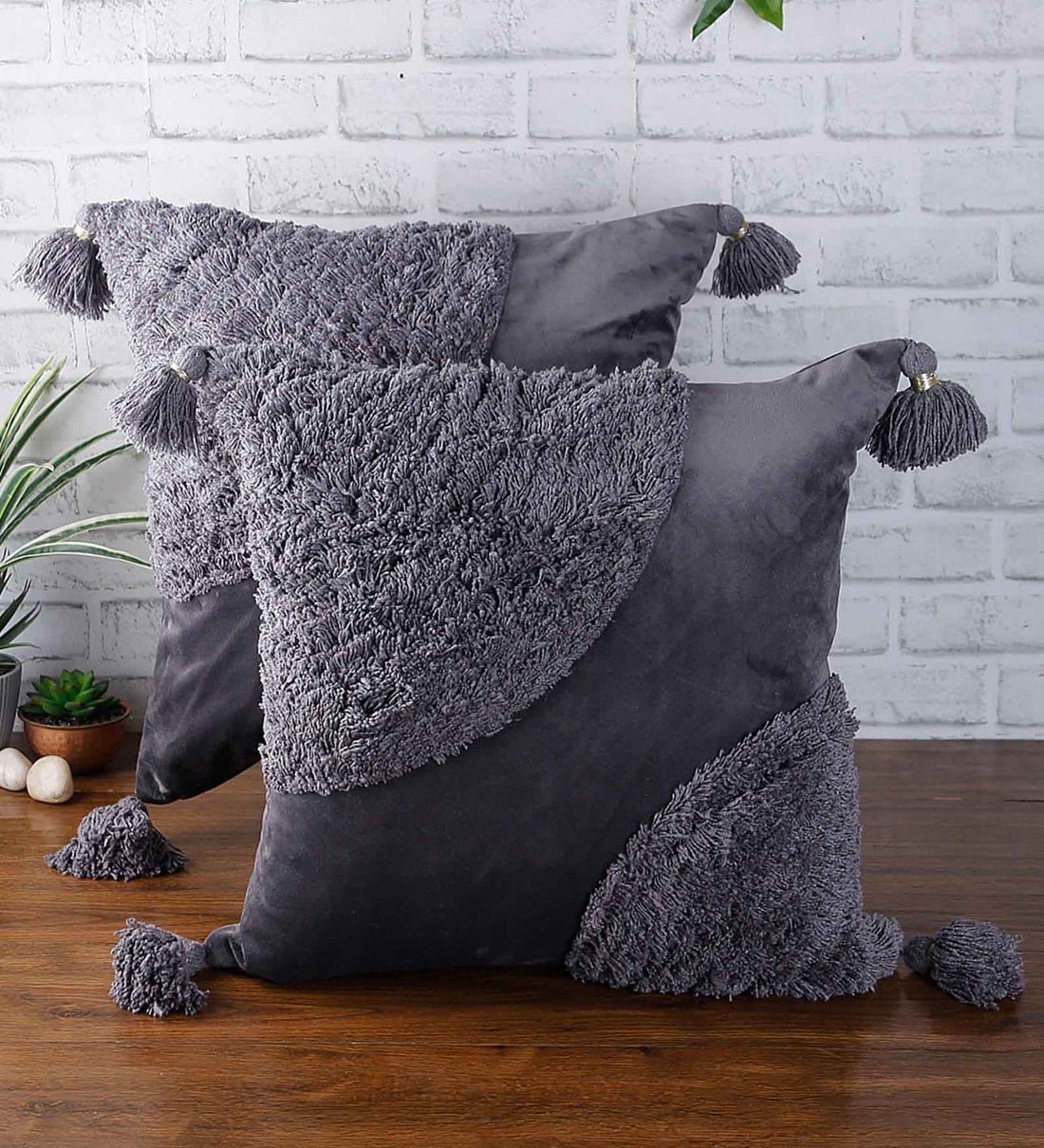 Buy Super Soft Velvet 18 x 18 Inch Cushion Covers (Set of 2) by Eyda Online Woven Cushion