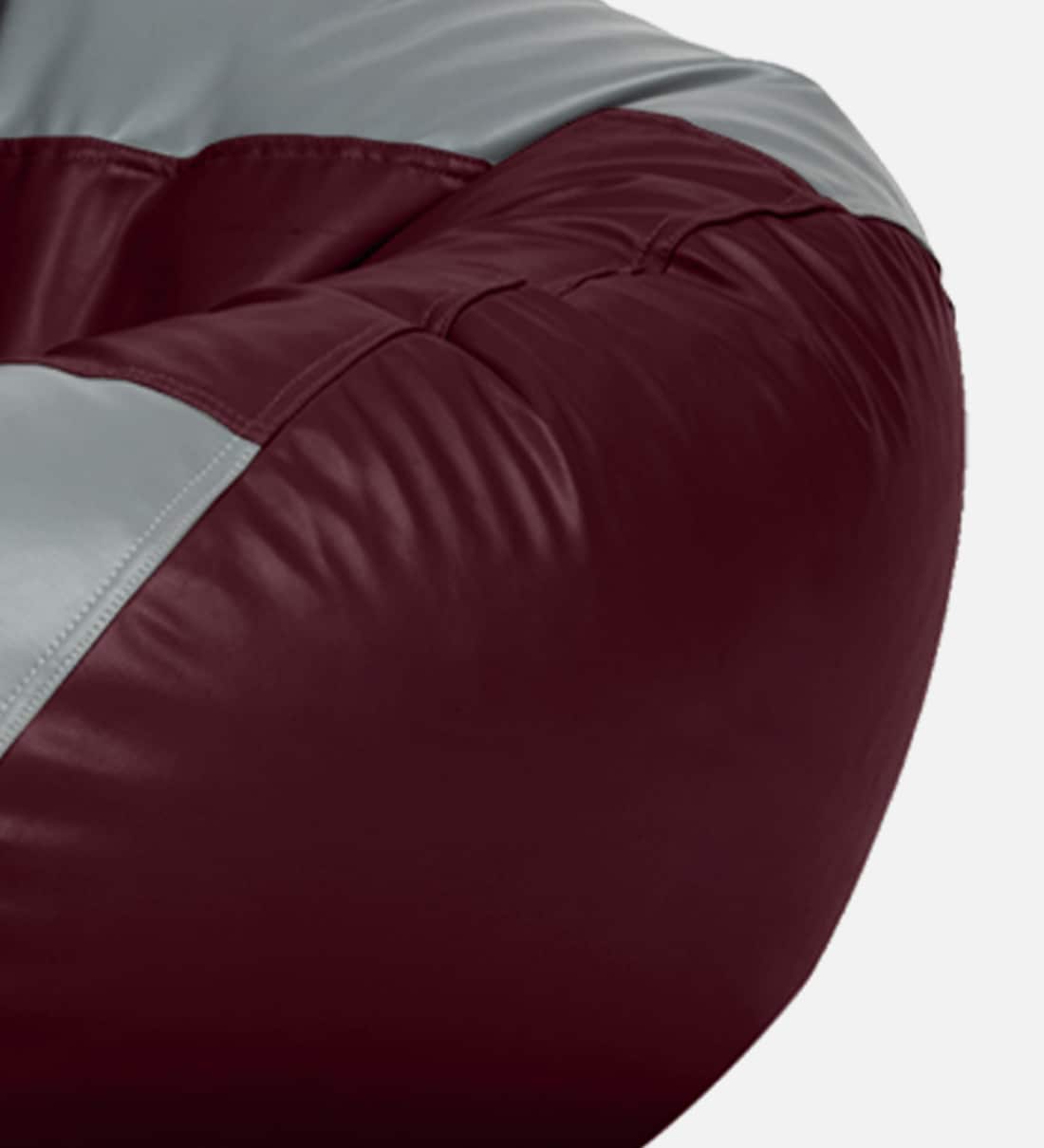 Buy Superior XXL Leatherette Bean Bag Cover in Wine & Grey Colour by