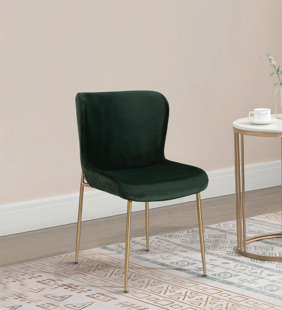 Buy Surrang Velvet Dining Chair In Dark Green Colour at 31% OFF by ...