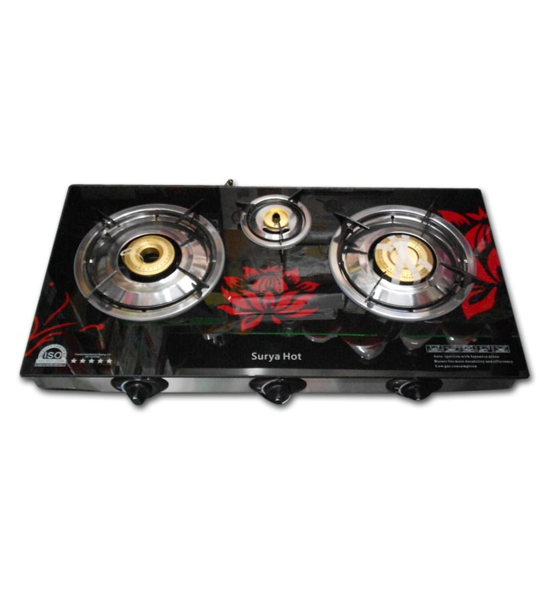 Buy Surya Three Burner Auto Ignition Gas Stove with Japanese Piezo