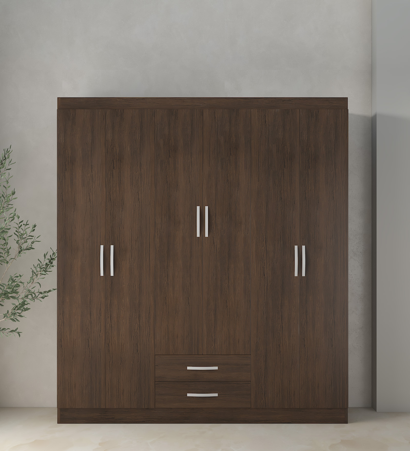 Subarashi 6 Door Wardrobe in Chocolate Finish