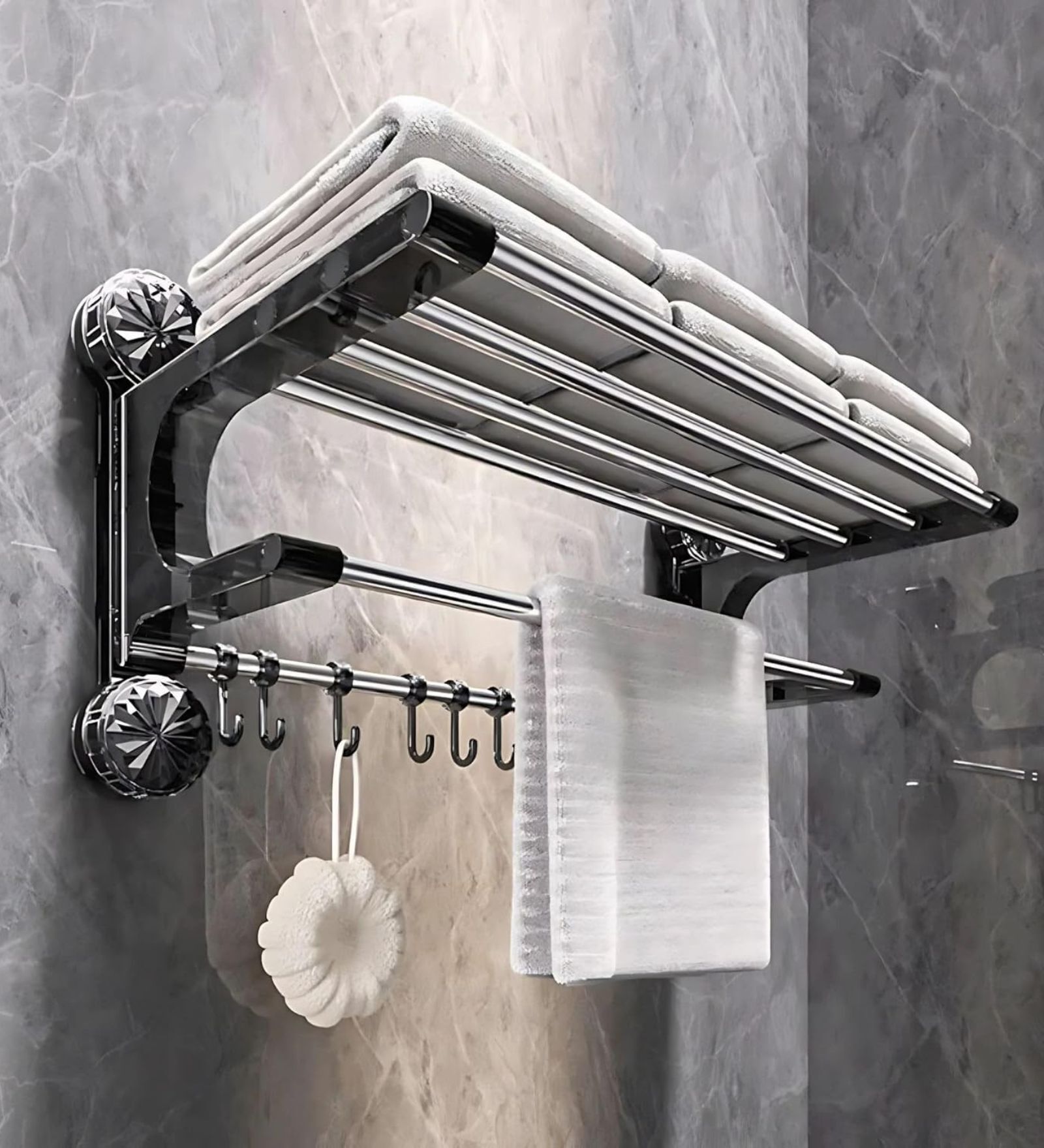 Suction Big Size Towel Hanging Wall Bathroom Shelf
