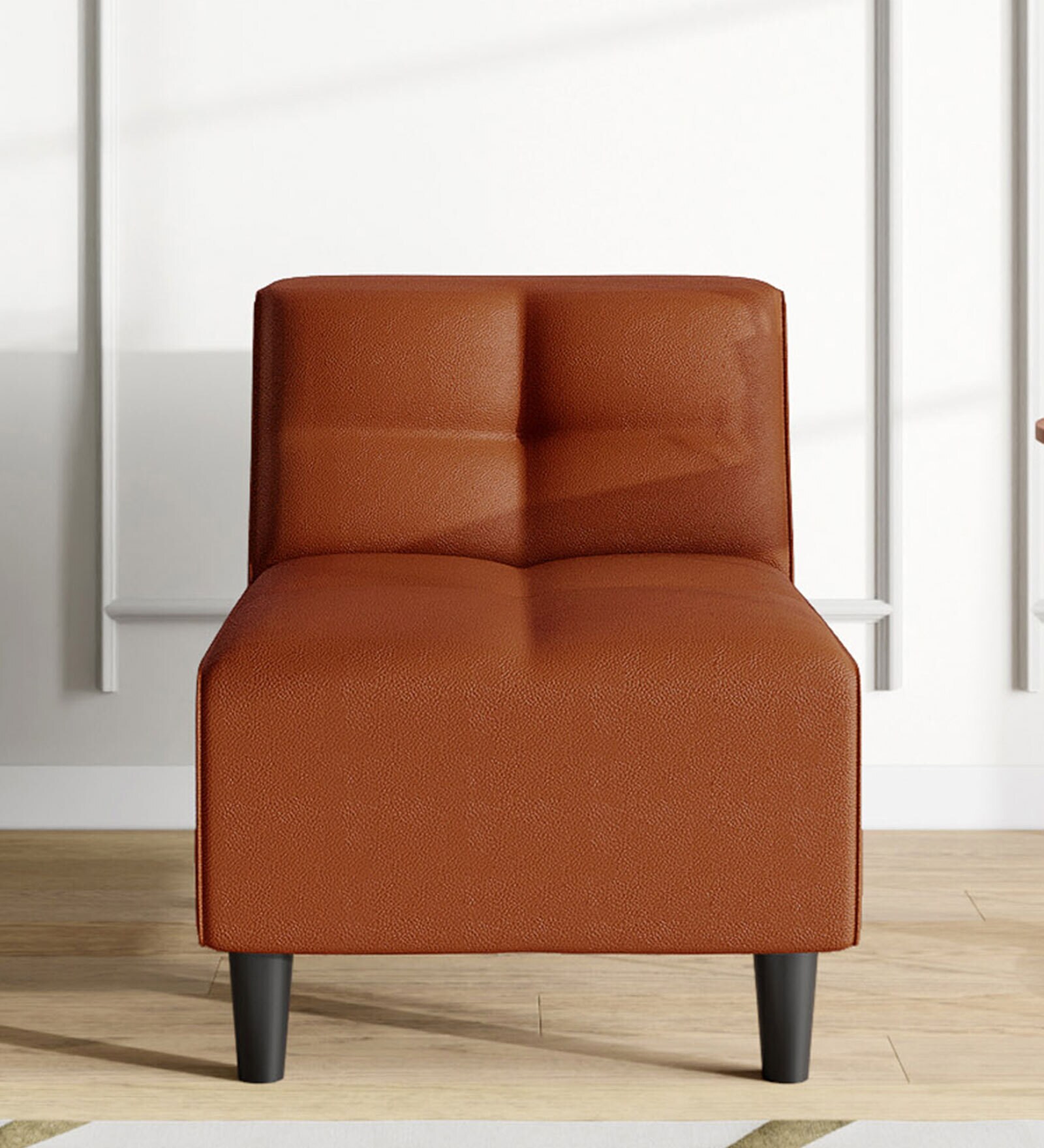 Suez Leatherette 1 Seater Sofa In Tobac Colour