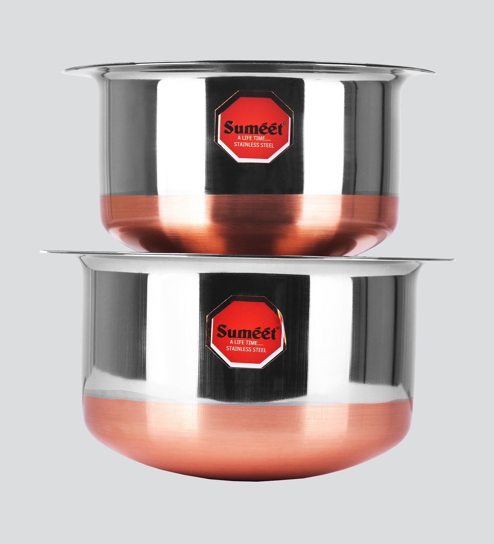 Stainless Steel Copper Bottom Cooking Pot  2 Pcs With Lids (No. 11