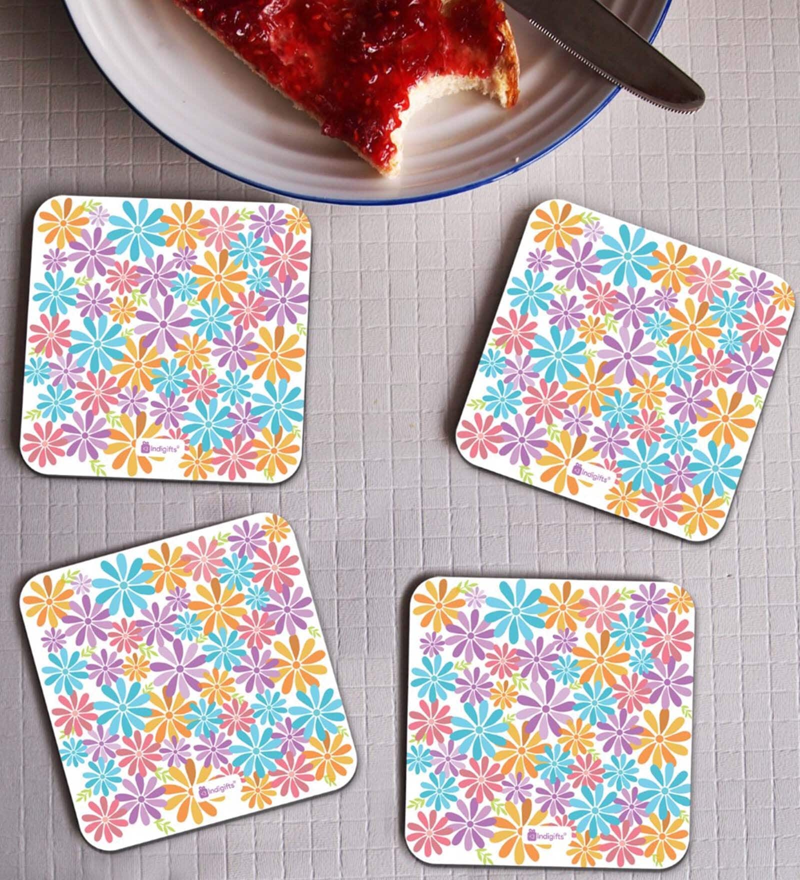 Summer (Set of 4) Engineered Wood Coaster