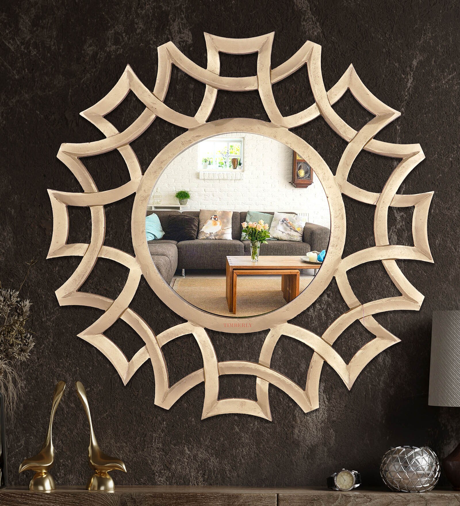 Gold MDF Sunburst Decorative Mirror