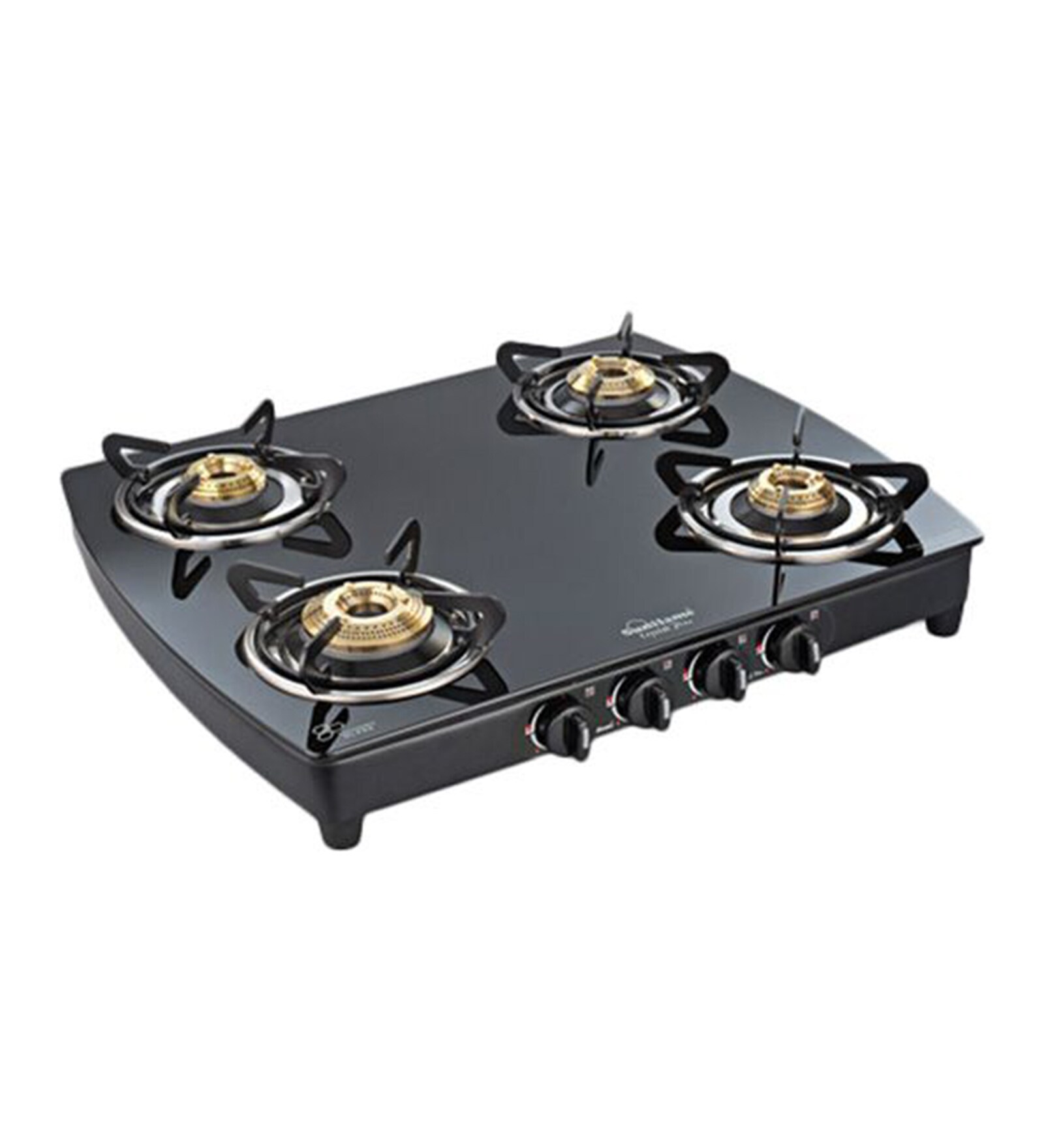 Buy Sunflame 4 Brass Burners Manual Glass Gas Stove (Model No Crystal