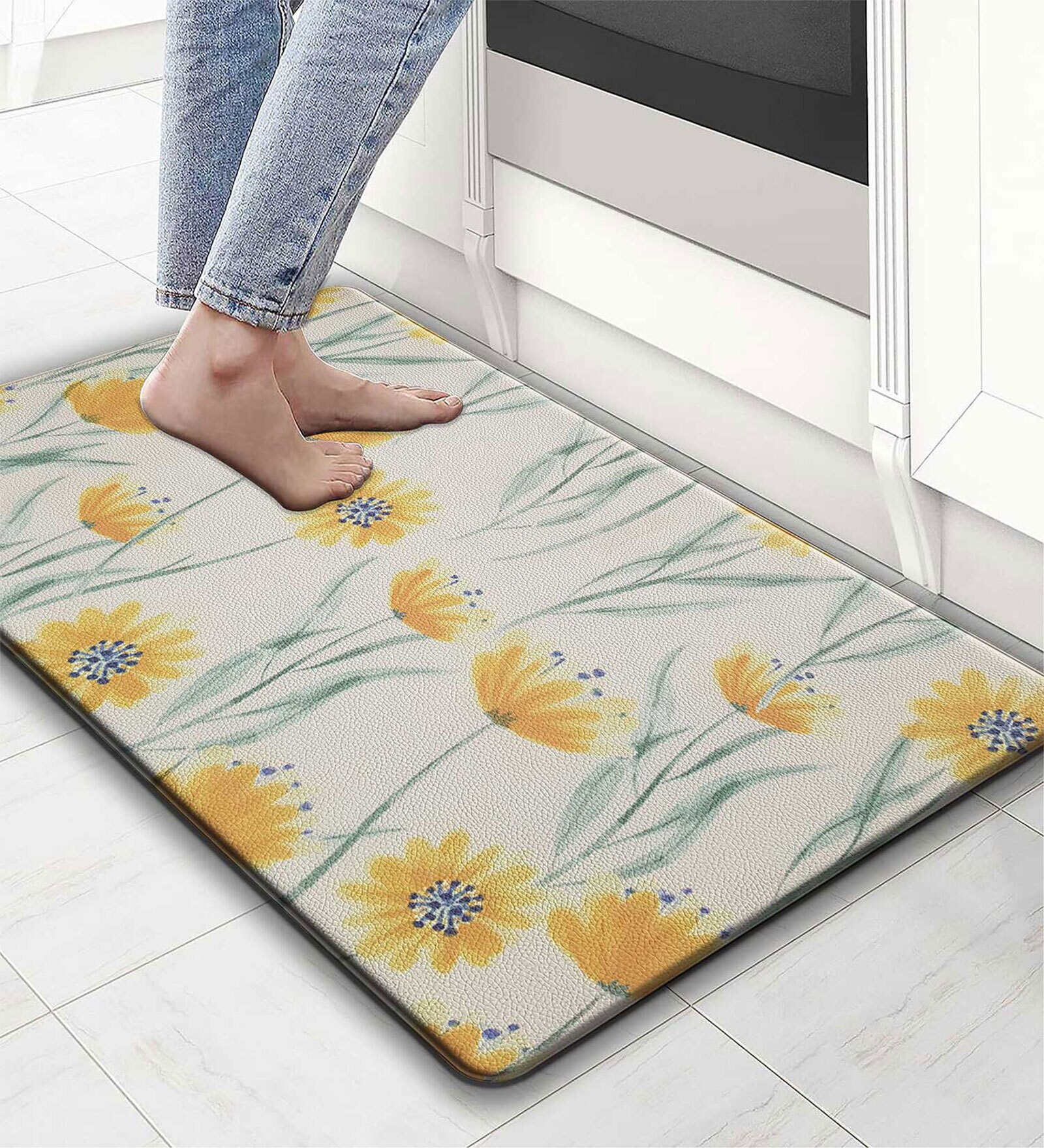 Sunflower Floral Microfibre 30x18 Inches Anti Skid Door Mat