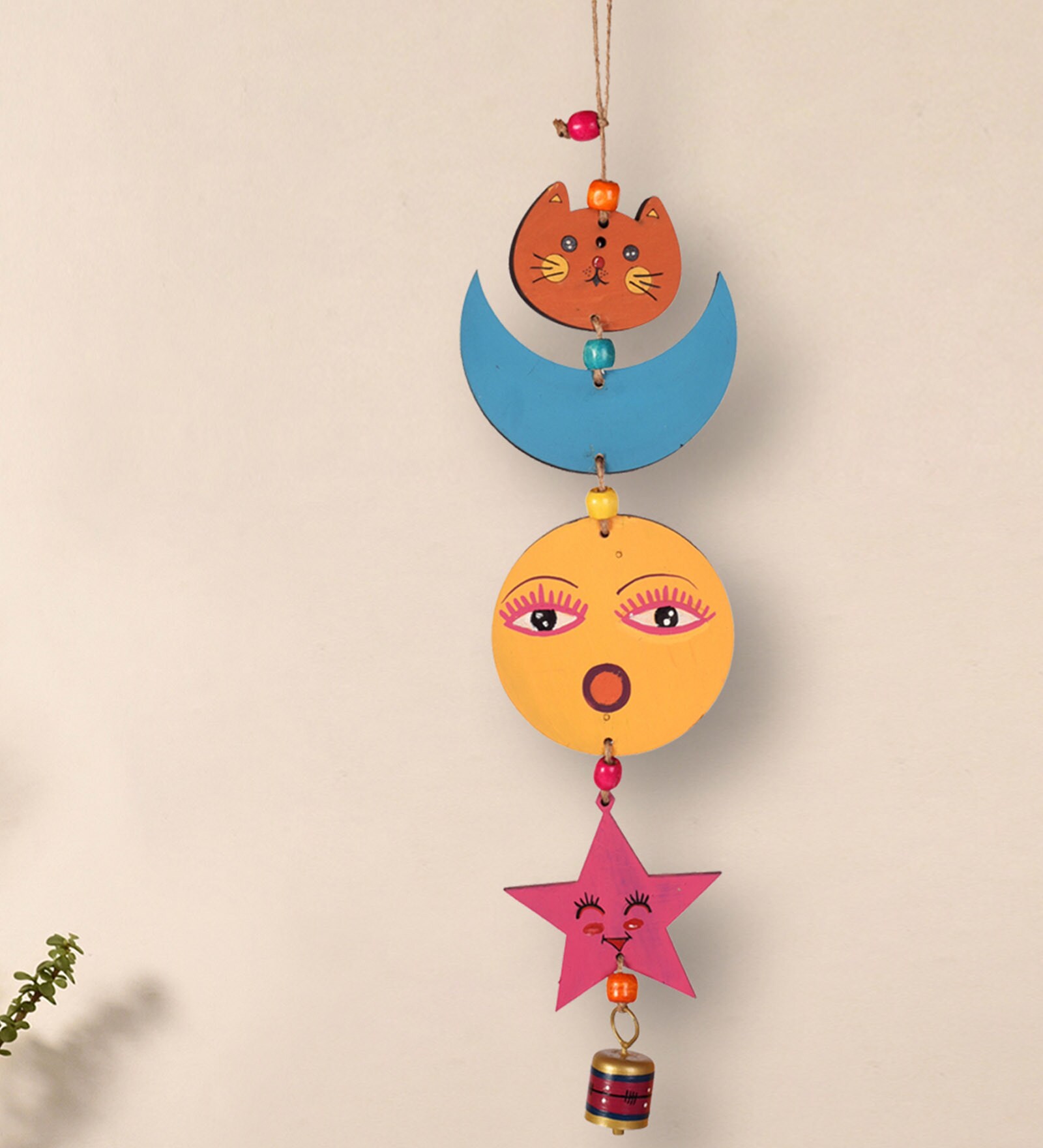 Sunny Kitty  Multicolour Wood & Metal Wind Chime