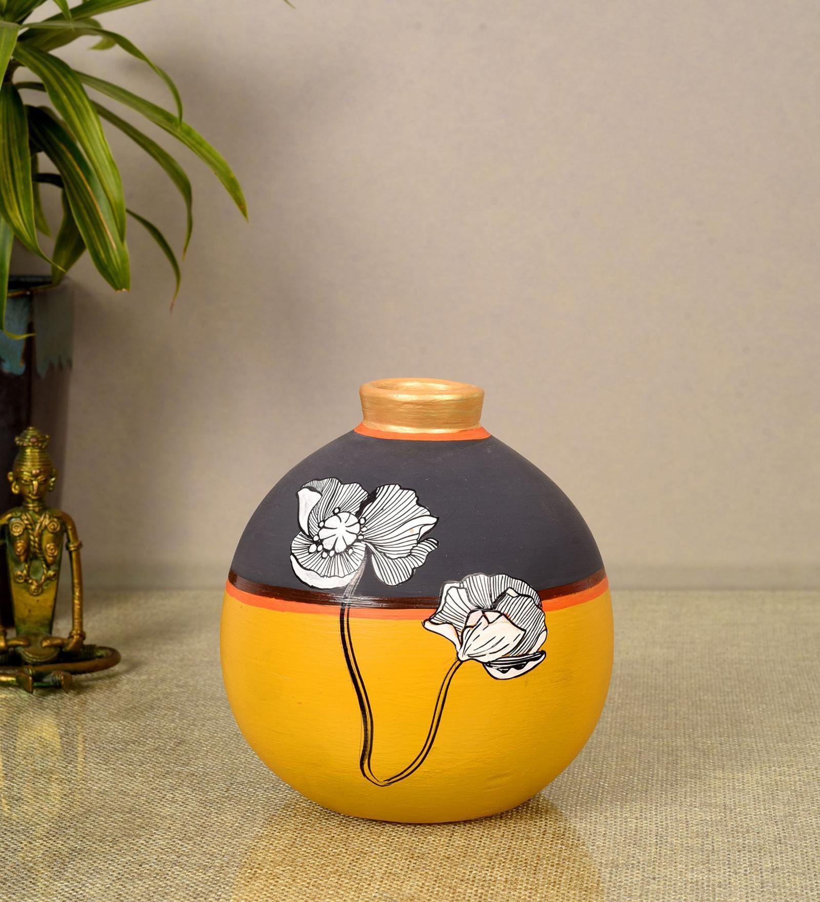 Sunset Flower Yellow Terracotta Vase