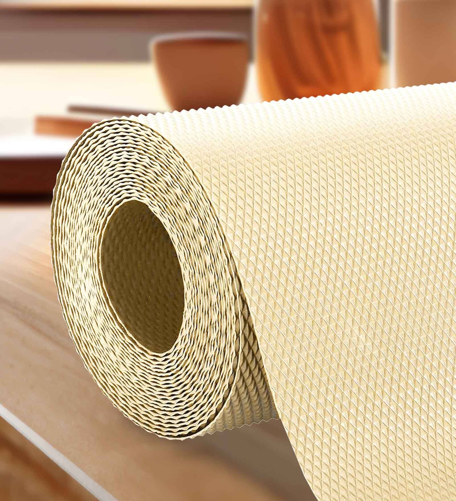 Sunvibe (45cm X 3m) Multi-Purpose EVA Non-Slip Kitchen Drawer Shelf and Cabinet Liners (Ivory)