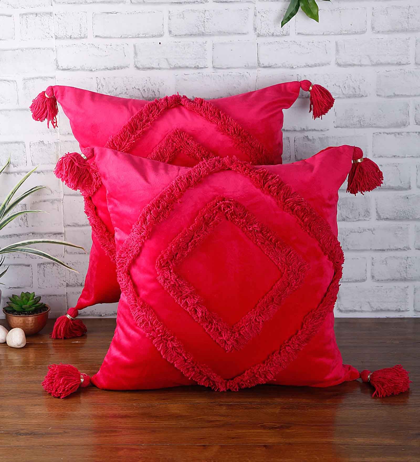 Buy Super Soft Velvet 18 x 18 Inch Cushion Covers (Set of 2) by Eyda