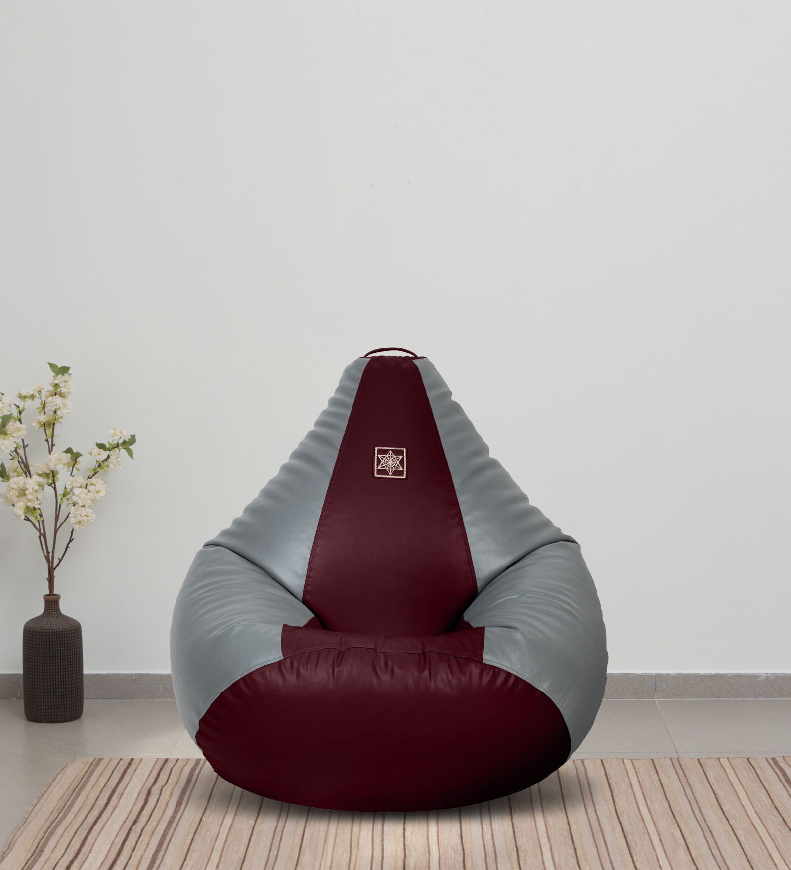 Buy Superior XL Leatherette Bean Bag Cover in Wine & Grey Colour at 40 OFF by Pepperfry