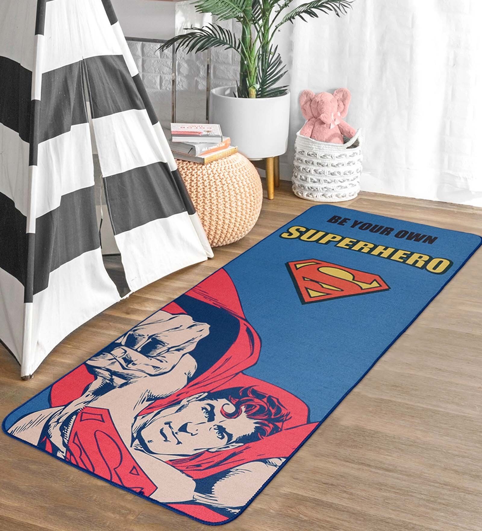 Superman Anti-Skid Carpet in Blue Colour 70 x 170 CM